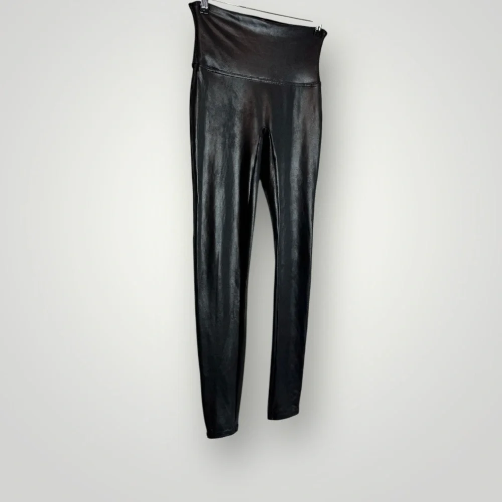 Spanx SPANXshape Faux Leather Leggings Size Large Skinny Core Compression Black - Picture 4 of 9